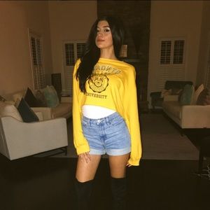 H&M Yellow Long Sleeve Jersey Crop Top